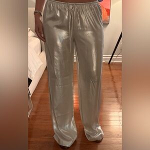 Zara Metallic Silver Pants